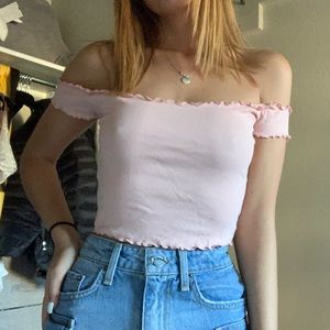 Off the Shoulder Baby Pink Urban Outfitters Top